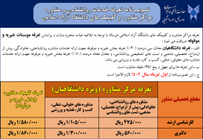 ابلاغ تعرفه خدمات مشاوره ای سال ۱۴۰۲ به واحدها